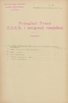 Przegląd Prasy Z.S.R.R. i emigracji rosyjskiej. 1927, nr 22 (23 listopada)