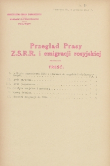 Przegląd Prasy Z.S.R.R. i emigracji rosyjskiej. 1927, nr 27 (5 grudnia)