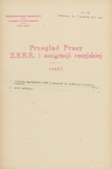 Przegląd Prasy Z.S.R.R. i emigracji rosyjskiej. 1927, nr 29 (9 grudnia)