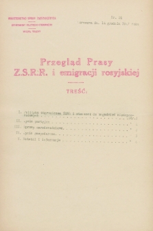 Przegląd Prasy Z.S.R.R. i emigracji rosyjskiej. 1927, nr 31 (14 grudnia)