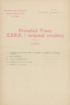 Przegląd Prasy Z.S.R.R. i emigracji rosyjskiej. 1927, nr 34 (21 grudnia)