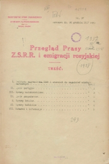 Przegląd Prasy Z.S.R.R. i emigracji rosyjskiej. 1927, nr 37 (30 grudnia)