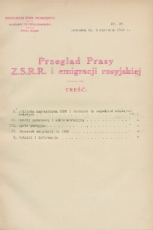 Przegląd Prasy Z.S.R.R. i emigracji rosyjskiej. 1928, nr 39 (4 stycznia)