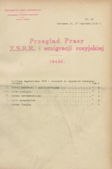 Przegląd Prasy Z.S.R.R. i emigracji rosyjskiej. 1928, nr 48 (27 stycznia)