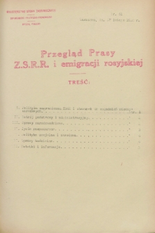 Przegląd Prasy Z.S.R.R. i emigracji rosyjskiej. 1928, nr 61 (27 lutego)