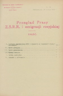 Przegląd Prasy Z.S.R.R. i emigracji rosyjskiej. 1928, nr 62 (29 lutego)