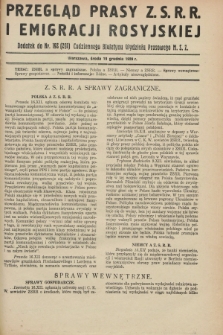 Przegląd Prasy Z.S.R.R. i Emigracji Rosyjskiej : dodatek do nr 192 (291) Codziennego Biuletynu Wydziału Prasowego M.S.Z. (19 grudnia 1928)