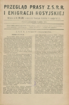 Przegląd Prasy Z.S.R.R. i Emigracji Rosyjskiej : dodatek do nr 199 (298) Codziennego Biuletynu Wydziału Prasowego M.S.Z. (31 grudnia 1928)