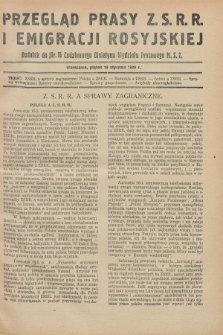 Przegląd Prasy Z.S.R.R. i Emigracji Rosyjskiej : dodatek do nr 15 Codziennego Biuletynu Wydziału Prasowego M.S.Z. (18 stycznia 1929)