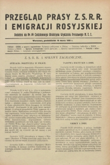 Przegląd Prasy Z.S.R.R. i Emigracji Rosyjskiej : dodatek do nr 64 Codziennego Biuletynu Wydziału Prasowego M.S.Z. (18 marca 1929)