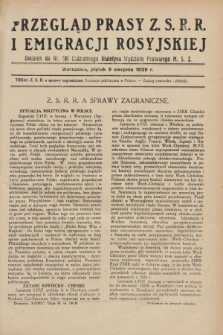 Przegląd Prasy Z.S.R.R. i Emigracji Rosyjskiej : dodatek do nr 181 Codziennego Biuletynu Wydziału Prasowego M.S.Z. (9 sierpnia 1929)
