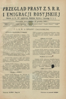 Przegląd Prasy Z.S.R.R. i Emigracji Rosyjskiej : dodatek do nr 297 Codziennego Biuletynu Wydziału Prasowego M.S.Z. (30 grudnia 1929)