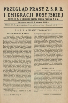 Przegląd Prasy Z.S.R.R. i Emigracji Rosyjskiej : dodatek do nr 6 Codziennego Biuletynu Wydziału Prasowego M.S.Z. (9 stycznia 1930)