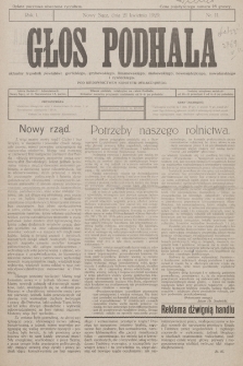 Głos Podhala : aktualny tygodnik powiatów: gorlickiego, grybowskiego, limanowskiego, makowskiego, nowosądeckiego, nowotarskiego i żywieckiego. 1929, nr 11