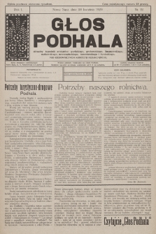 Głos Podhala : aktualny tygodnik powiatów: gorlickiego, grybowskiego, limanowskiego, makowskiego, nowosądeckiego, nowotarskiego i żywieckiego. 1929, nr 12