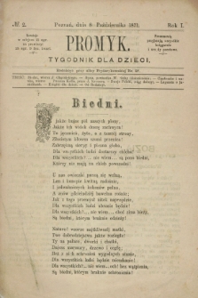 Promyk : tygodnik dla dzieci. R.1, nr 2 (8 października 1871)