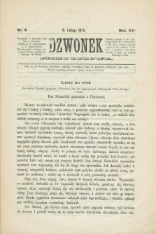 Dzwonek : pismo ludowe. R.15, nr 3 (6 lutego 1875) + wkładka