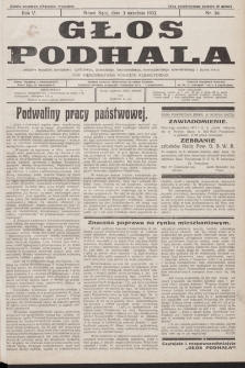 Głos Podhala : aktualny tygodnik powiatów: gorlickiego, jasielskiego, limanowskiego, nowosądeckiego, nowotarskiego i żywieckiego. 1933, nr 36