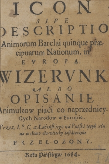 Icon sive Descriptio animorum Barclai quinque praecipuarum nationum in Evropa