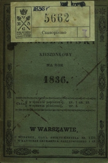 Kalendarzyk Warszawski Kieszonkowy na Rok Przestępny 1836