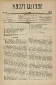 Przegląd Krytyczny. 1874, nr 3 (31 grudnia)