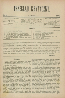 Przegląd Krytyczny. 1875, nr 4 (31 stycznia)