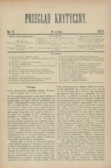 Przegląd Krytyczny. 1875, nr 5 (28 lutego) + dod.