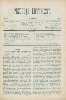 Przegląd Krytyczny. 1875, nr 12 (30 września)
