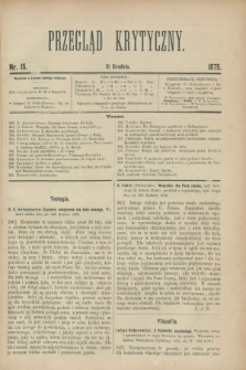 Przegląd Krytyczny. 1875, nr 15 (31 grudnia)