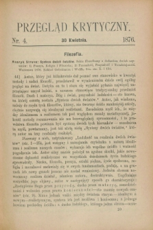 Przegląd Krytyczny. [R.2], nr 4 (30 kwietnia 1876)