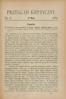 Przegląd Krytyczny. [R.2], nr 5 (31 maja 1876)