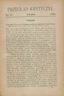 Przegląd Krytyczny. [R.2], nr 12 (31 grudnia 1876)