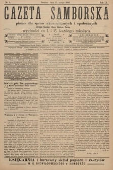 Gazeta Samborska : pismo poświęcone sprawom ekonomicznym i społecznym okręgu: Sambor, Stary Sambor, Turka. 1909, nr 4