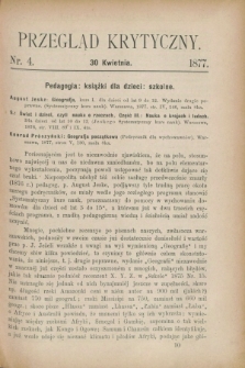 Przegląd Krytyczny. [R.3], nr 4 (30 kwietnia 1877)