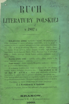 Ruch Literatury Polskiej. T.1, z. 1 (1862) + wkładka