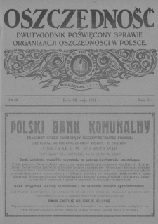 Oszczędność : dwutygodnik poświęcony sprawie organizacji oszczędności w Polsce. 1927, nr 10