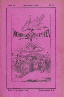 Pochodnia Seraficka : Organ Trzec. Zakonu i Stow. Franc. Krucjaty Misyjnej. R.4, nr 9 (wrzesień 1929)