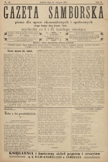 Gazeta Samborska : pismo poświęcone sprawom ekonomicznym i społecznym okręgu: Sambor, Stary Sambor, Turka. 1910, nr 16