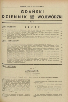 Gdański Dziennik Wojewódzki. 1948, nr 11 (15 czerwca)