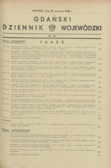 Gdański Dziennik Wojewódzki. 1948, nr 12 (30 czerwca)
