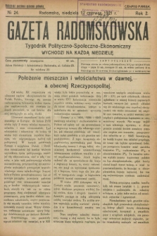 Gazeta Radomskowska : tygodnik polityczno-społeczno-ekonomiczny. R.2, № 24 (12 czerwca 1921)