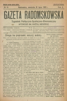 Gazeta Radomskowska : tygodnik polityczno-społeczno-ekonomiczny. R.2, № 31 (31 lipca 1921)