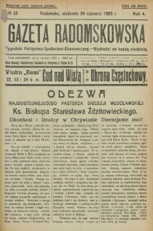 Gazeta Radomskowska : tygodnik polityczno-społeczno-ekonomiczny. R.4, № 25 (24 czerwca 1923)