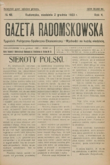 Gazeta Radomskowska : tygodnik polityczno-społeczno-ekonomiczny. R.4, № 48 (2 grudnia 1923)