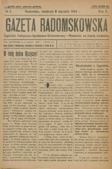 Gazeta Radomskowska : tygodnik polityczno-społeczno-ekonomiczny. R.5, № 2 (6 stycznia 1924)
