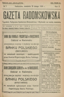 Gazeta Radomskowska : tygodnik polityczno-społeczno-ekonomiczny. R.5, № 7 (10 lutego 1924)