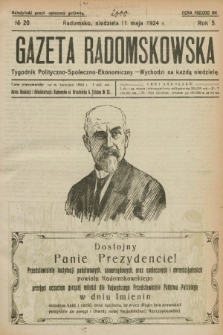 Gazeta Radomskowska : tygodnik polityczno-społeczno-ekonomiczny. R.5, № 20 (11 maja 1924)