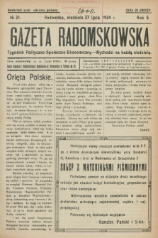 Gazeta Radomskowska : tygodnik polityczno-społeczno-ekonomiczny. R.5, № 31 (27 lipca 1924)