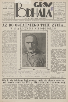 Głos Podhala : aktualny tygodnik powiatów: gorlickiego, jasielskiego, limanowskiego, nowosądeckiego, nowotarskiego i żywieckiego. 1934, nr 46