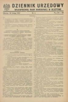 Dziennik Urzędowy Wojewódzkiej Rady Narodowej w Olsztynie. 1951, nr 4 (20 lutego)